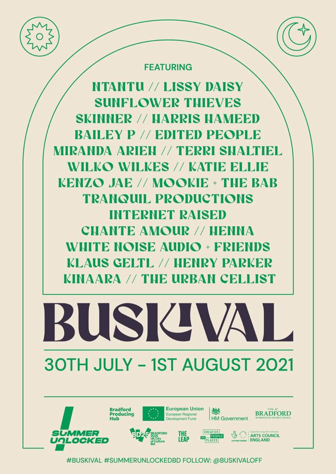 bradfordmusic's tweet photo. The Buskival Lineup has landed!

Catch Yorkshire based artists including @BAILEYP_UK, @WilkoWilkes, @MookieThebab, @LissyDaisyMusic and @_internetraised performing live across Bradford, Keighley and Shipley this weekend.

Full lineup and locations in the images below >> https://t.co/JJFB3RyBfP