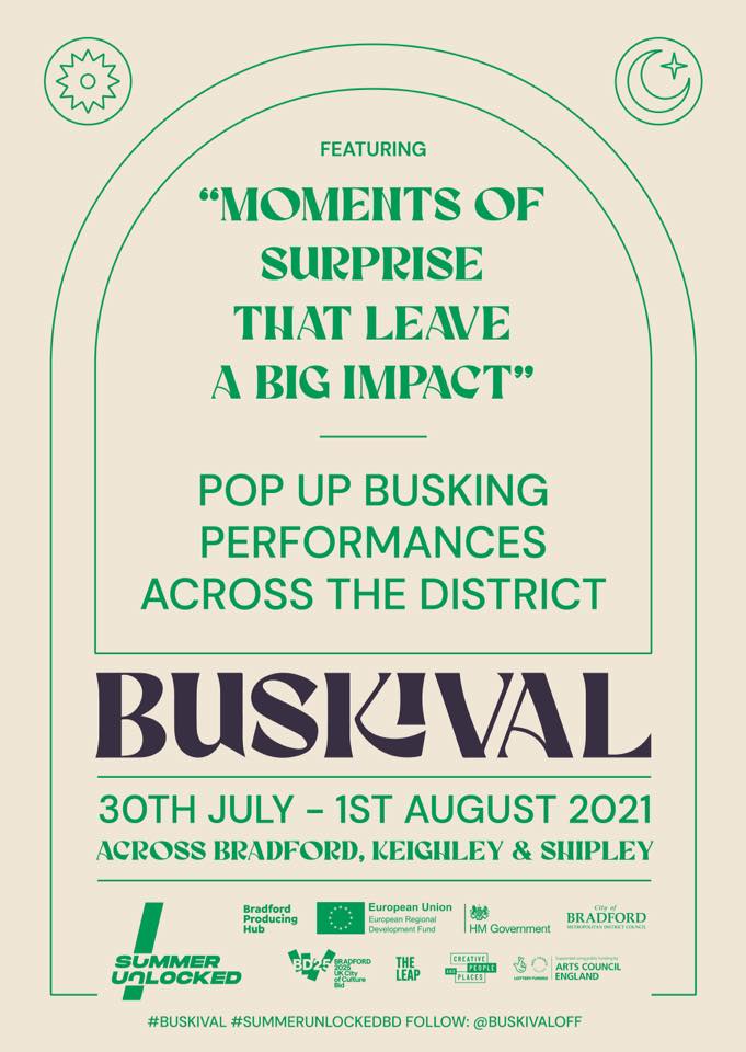 The Buskival Lineup has landed!

Catch Yorkshire based artists including <a href="/BAILEYP_UK/">BAILEY P</a>, <a href="/WilkoWilkes/">Wilko Wilkes | Alternative Rapper</a>, @MookieThebab, <a href="/LissyDaisyMusic/">Lissy Daisy</a> and <a href="/_internetraised/">Internet Raised</a> performing live across Bradford, Keighley and Shipley this weekend.

Full lineup and locations in the images below >>