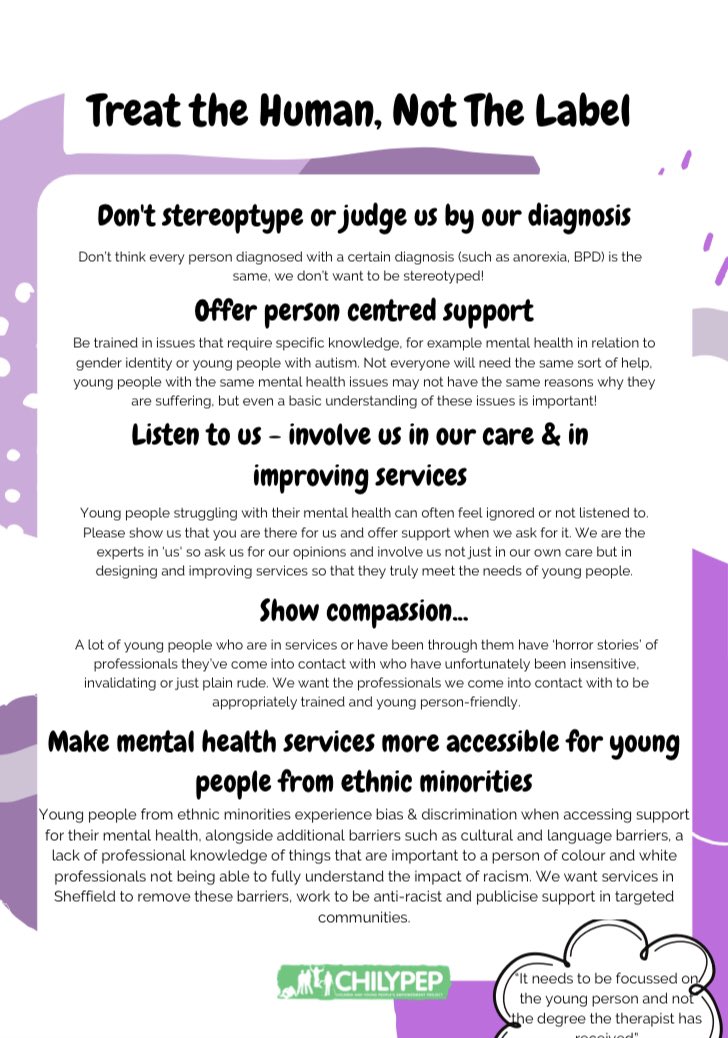 STAMPYouthSheff's tweet photo. #OCTAcampaign #Day4! 
Every young person is different, so what may work for one person with a certain diagnosis will not necessarily work for another! https://t.co/37uN9Wetjf