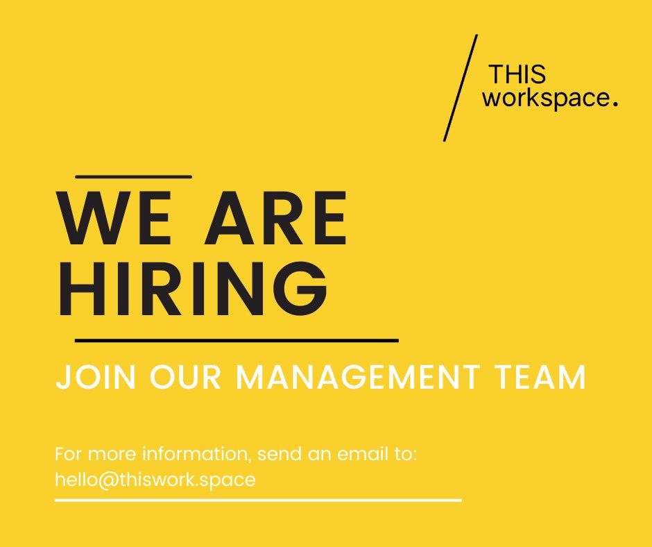 thisworkspace's tweet image. We are looking for someone to join the THIS Workspace management team at our vibrant coworking space in Bournemouth.

For more information on the role and how to apply, send an email to hello@thiswork.space

#hiring #coworking #recruitment #joinourteam #jobsearch #bournemouth