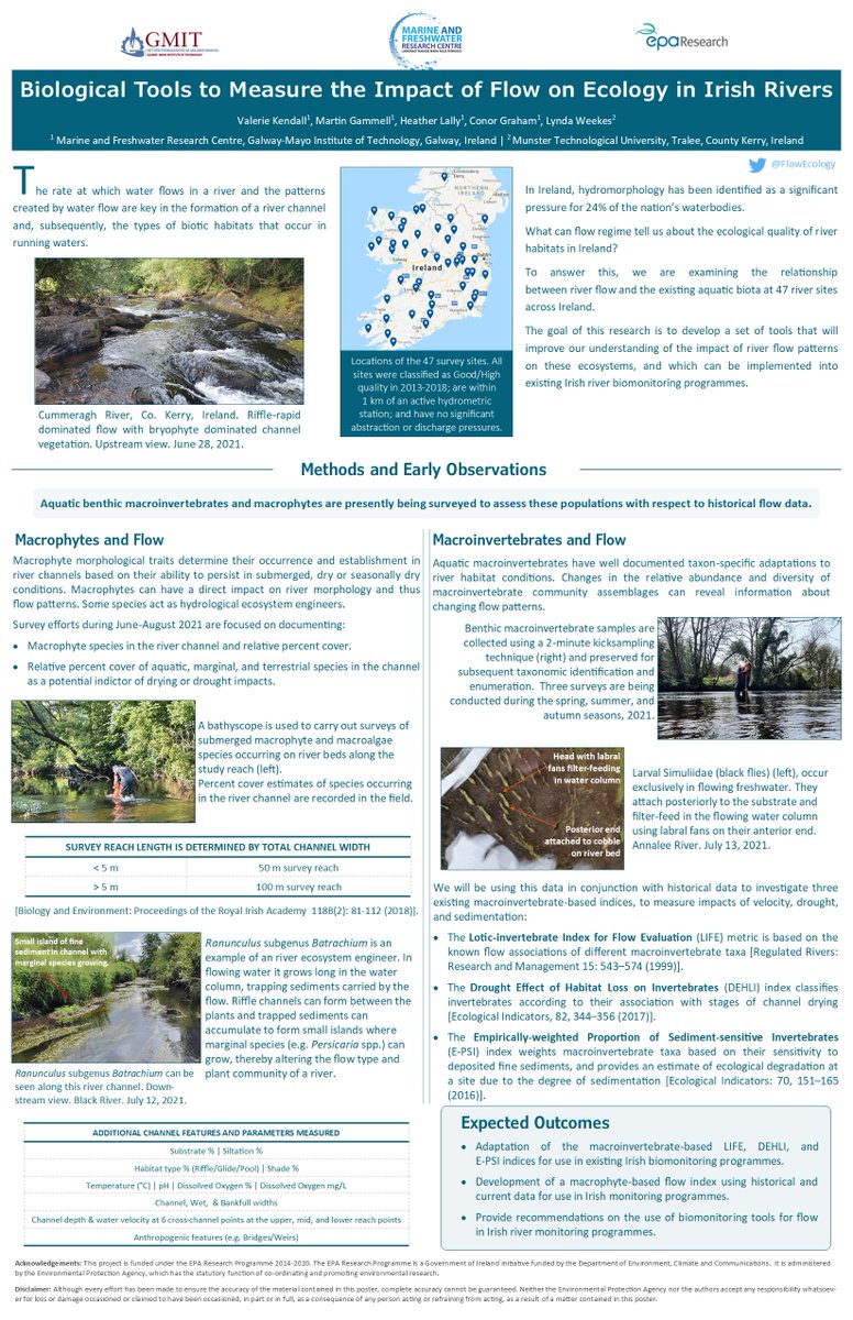 FlowEcology's tweet photo. Come and see our poster “Biological Tools to Measure the Impact of Flow on Ecology in Irish Rivers” at Poster Session 1 @SEFS12_DUBLIN today from 5.00-5.45 pm #SEFS12 https://t.co/M8lsWHsZXK