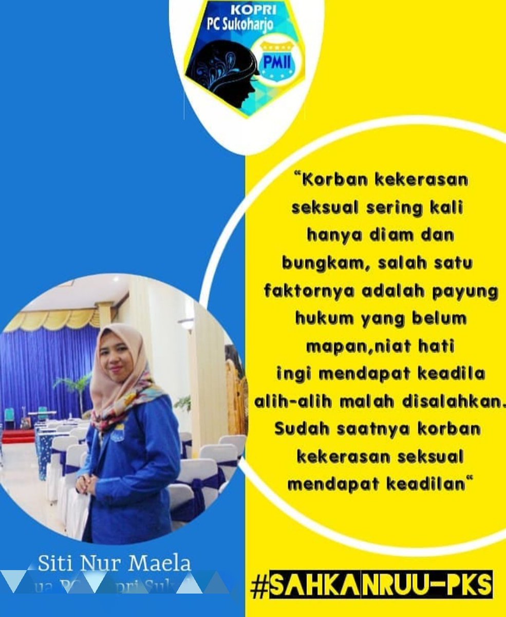 NurMaela6's tweet photo. Kami butuh kepastian hukum segera sahkan RUU PKS 
#koprikawalruupks #sahkanruupks https://t.co/8mdwI42CVl