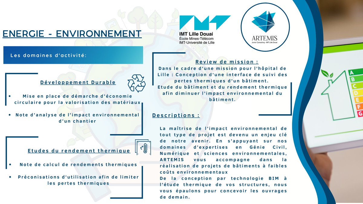 JuniorIMTNE's tweet photo. 🔵[Compétences - Énergie-Environnement]🔵

L'environnement est une des grandes préoccupations de notre ère. Les enjeux écologiques deviennent majeurs dans les projets. @ARTEMISConseil a l'expérience nécessaire à la réalisation de vos projets dans le domaine de l'Énergie.

#CNJE https://t.co/l8bVXii4VZ