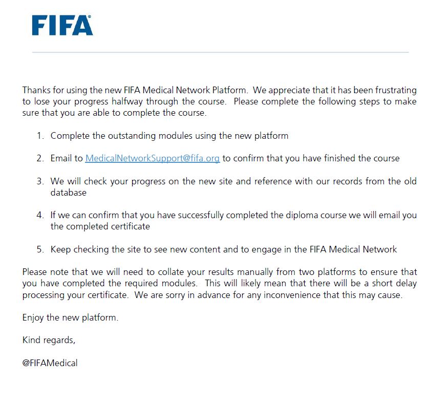 FIFA Medical Network tweet media
