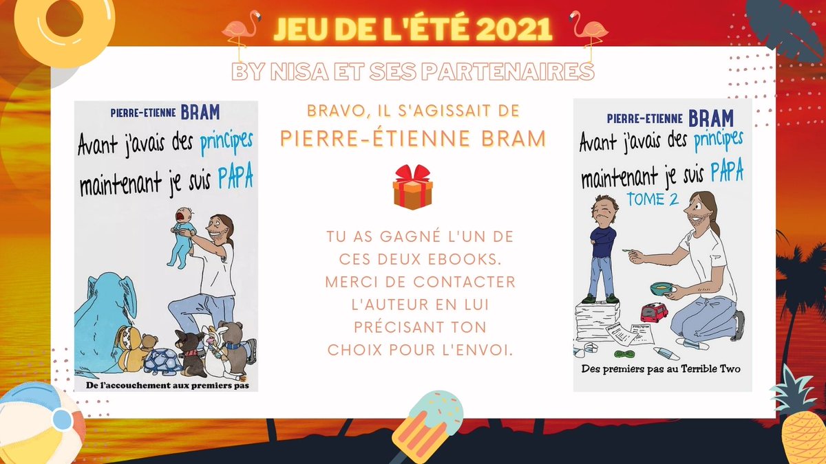 NisaLectures's tweet photo. Résultats #extrait4 #jeudelete2021 #JeudiAutoédition
Il s'agissait bien du tome 1 de "Avant j'avais des principes maintenant je suis papa" de @pebramauteur 🍼
Bravo à tous 👏et c'est @DJ_Ponpon qui a été tiré au sort et gagne donc un ebook 🎁
A demain pour l'#extrait5🌞 https://t.co/8rwv1ceebY