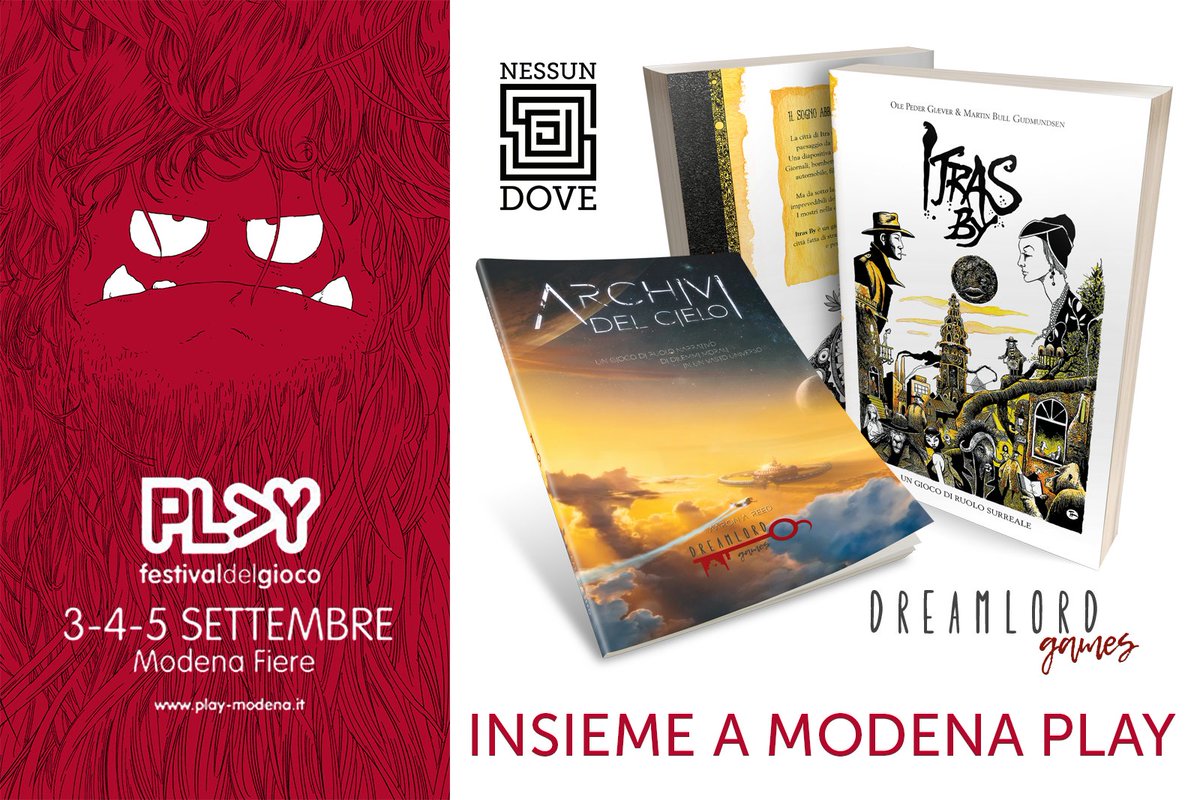 DreamlordGames's tweet photo. È con grande piacere che annunciamo il ritorno di Dreamlord Games e l’esordio di NessunDove a Modena Play! ... 
#ModenaPlay2021 #Sogni #DreamlordGames #NessunDove #Novità #ArchividelCielo #IrasBy

https://t.co/tYBo5xvgZl https://t.co/CUYwXcaTMb