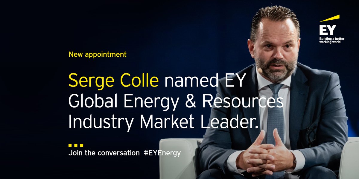 In his new role, Serge will be responsible for driving the EY #energy &amp; resources strategy, leading more than 30,000 industry professionals worldwide and work w/ clients globally to help them capture value from an accelerated energy transition. spr.ly/6019y5Wv3 #EYEnergy