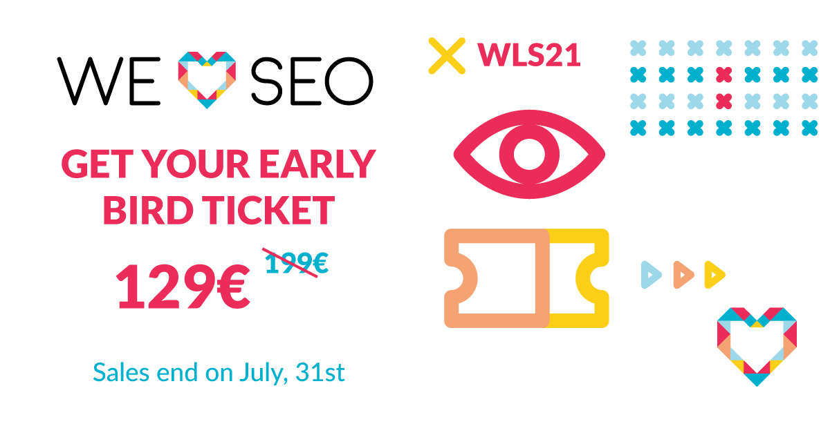 WeLoveSEO22's tweet photo. 🎟️Early Bird ends this Saturday, hurry up 😱
👉What's included? 
- Full day of conferences, panels and case studies
- Recording of conferences
- Fine lunch from our chef &amp; coffee breaks 
- Afterwork
- Plenty of networking opportunities 
https://t.co/orhlaNkrir https://t.co/H7nMhkdWNB