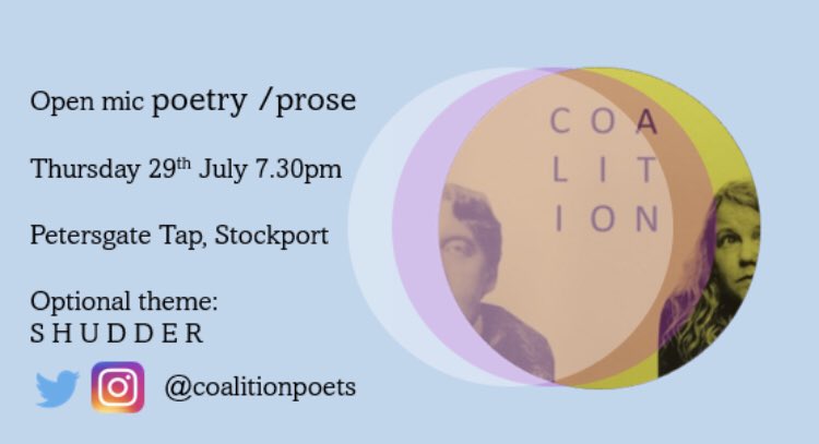 CoalitionPoets's tweet photo. 🥳🥳🥳It’s Coalition Day! Bring a poem or a story, grab a pint and share your words, or just listen and enjoy! 7.30pm @petersgate_tap https://t.co/p9M3cgRS1i
