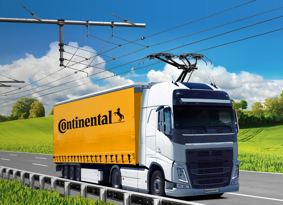 Conti_Press's tweet photo. #Continental and @SiemensMobility will collaborate in the development and production of #pantographs for trucks. This could save up to 12 million tons of #CO2 annually on the busiest highway sections in Germany. Find out more: https://t.co/KWWxO55tyZ https://t.co/90YJdmz7Vz
