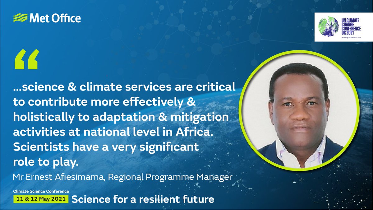 MetOfficeww's tweet image. As Mr Ernest Afiesimama discussed at the @metoffice’s recent #ClimateScienceConference, science and climate services will play a vital role in this.
