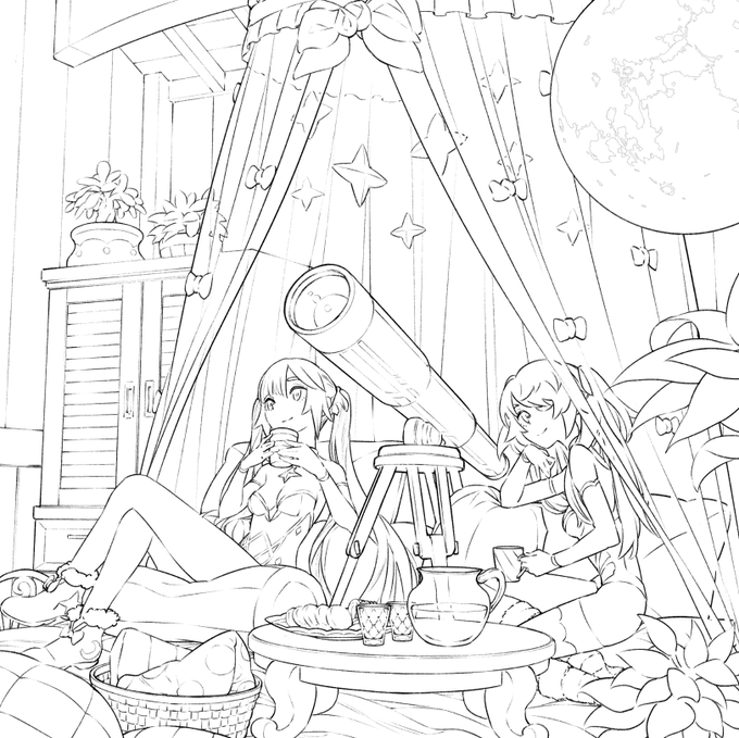 線画終わり✨
塗ってく🖍️ 