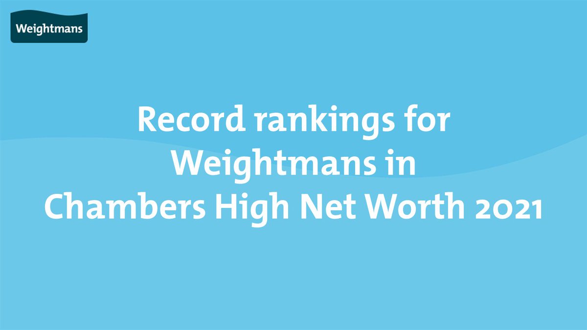 Weightmans's tweet photo. We are delighted to be included in Chambers High Net Worth guide 2021, which ranks the leading and most dedicated lawyers and law firms for international private wealth. 

Read more: https://t.co/GvtQdDq02y https://t.co/V08z8r7irW
