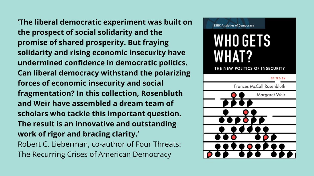 3/5 New Books: Who Gets What? - The New Politics of Insecurity, by Frances McCall Rosenbluth, @JacksonYale, and <a href="/MargaretWeir4/">Margaret Weir</a>, <a href="/TaubmanCenter/">Taubman Center for State and Local Government</a>    
cupbookshop.co.uk/collections/ne…
