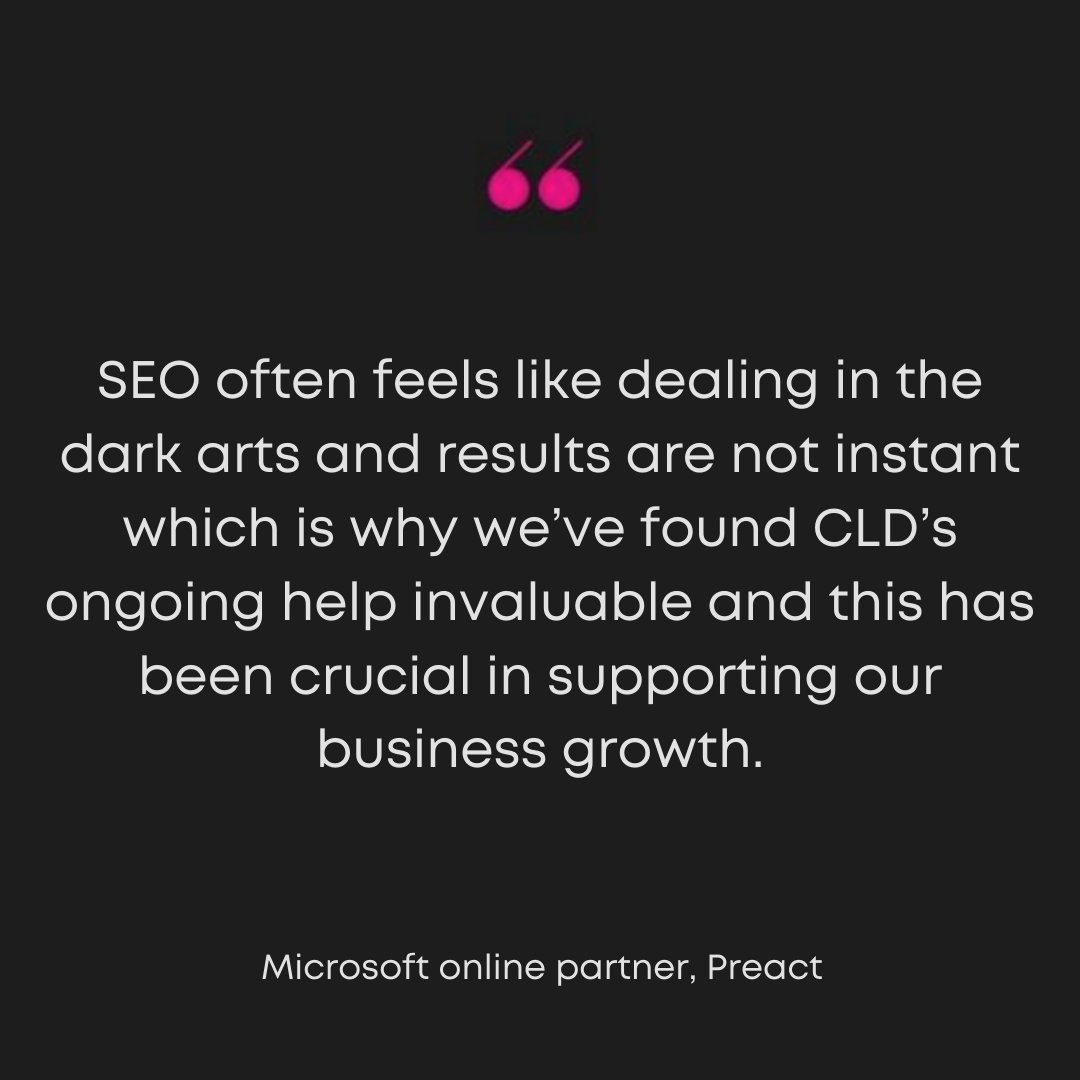 Preact is the most prominent #MicrosoftPartner online, and since working with CLD has seen a 350% increase in search traffic - even outranking Microsoft for some product #keywords 📊

You can read the full case study below ⬇️

hubs.ly/H0SF0260