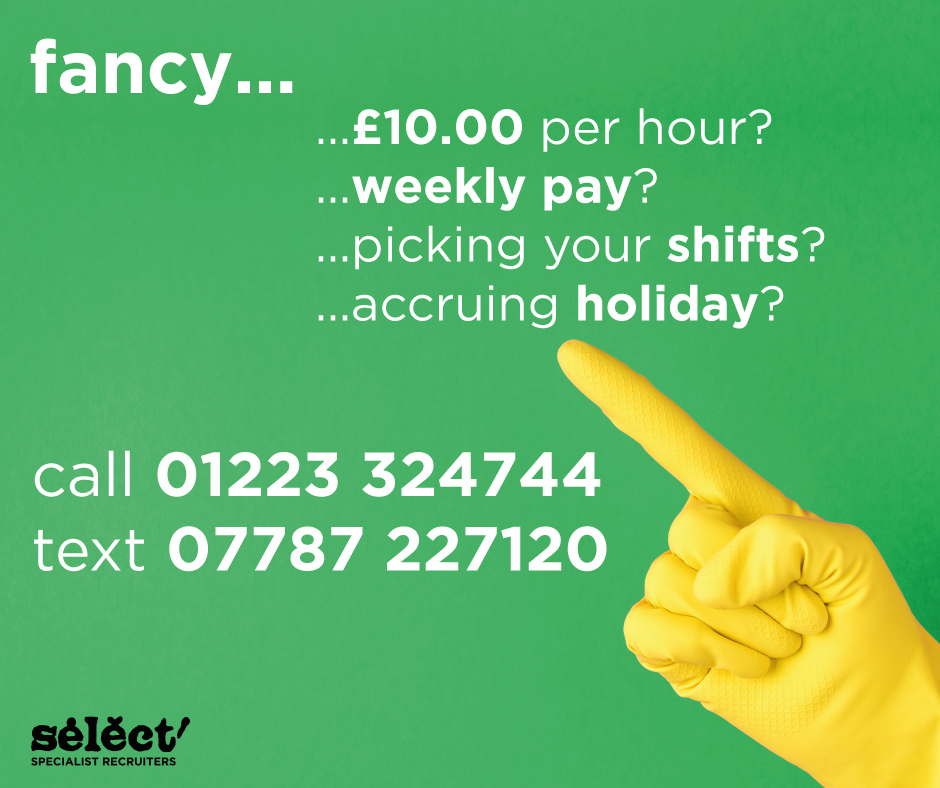 Select_Rec's tweet image. Are you based in Cambridge and does the below sound good to you? Get in touch with Soraya on 01223 324744 or text her on 07787 227 120.