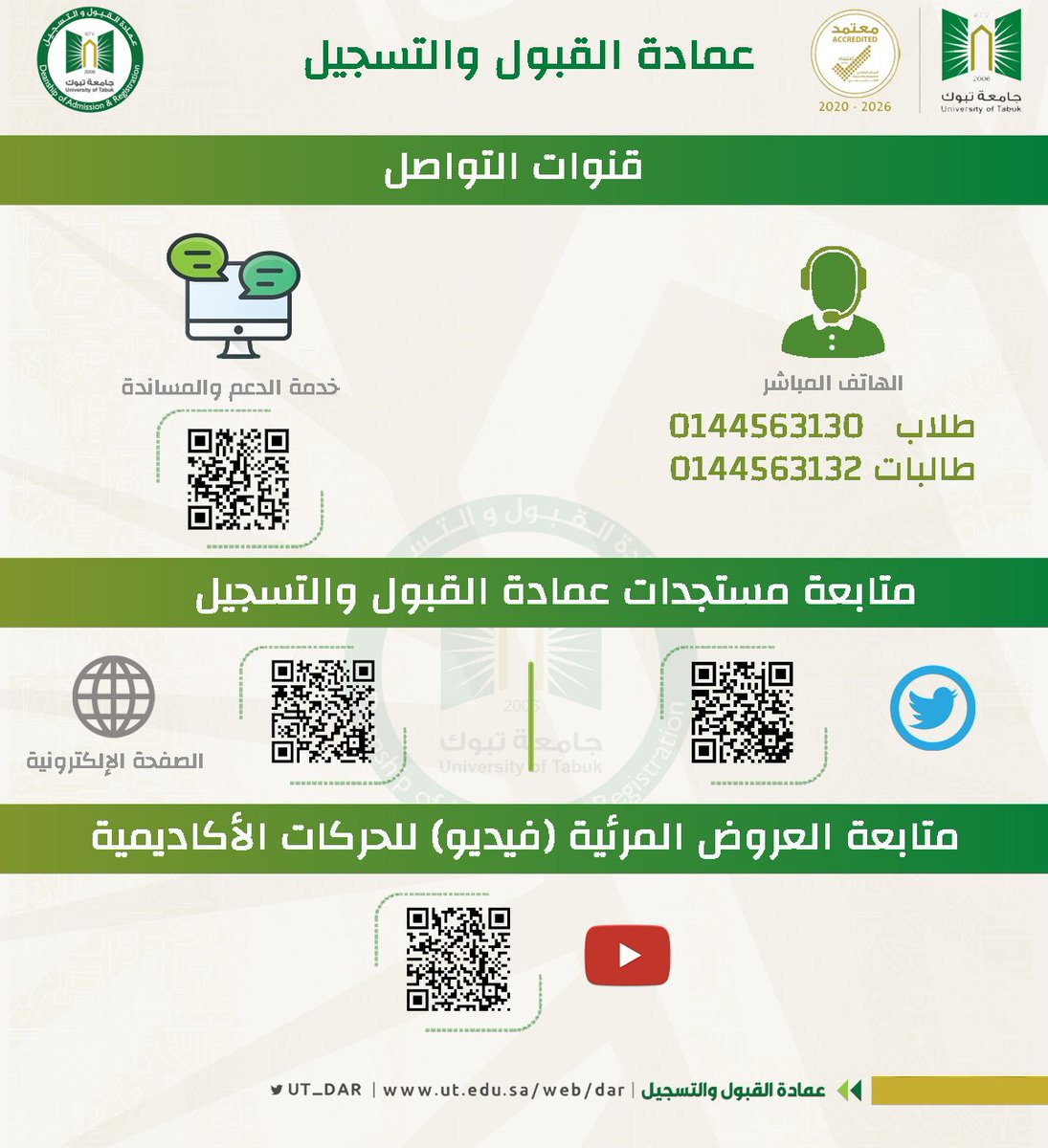عمادة القبول والتسجيل بجامعة تبوك Ut Dar Twitter