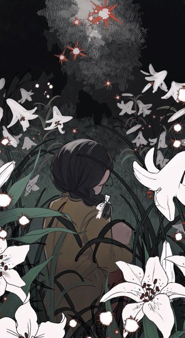 この間山頂にて山百合群生地を見つけましたの絵 