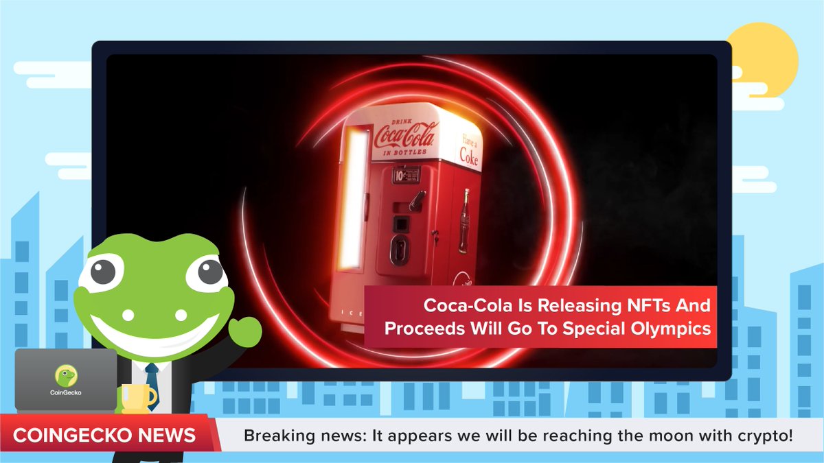 coingecko's tweet image. Coca-Cola meets NFTs! 🥤

The @opensea marketplace will hold a three-day auction for @CocaCola branded NFTs created in partnership with digital designer Tafi! 

Proceeds will be donated to Special Olympics International

Read more: gcko.io/daily-news