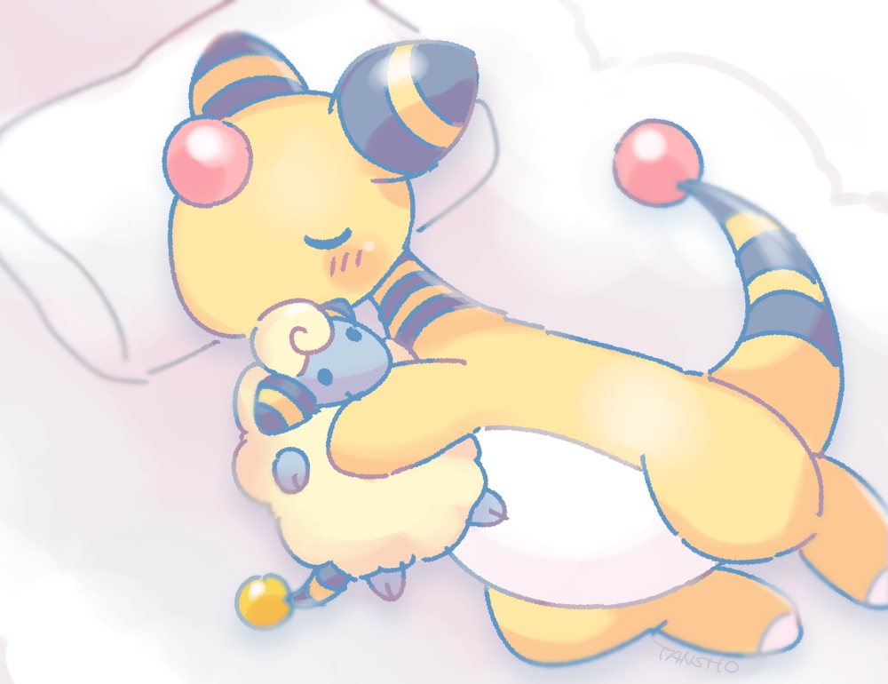 pokemon (creature) no humans closed eyes sleeping blush affectionate lying  illustration images