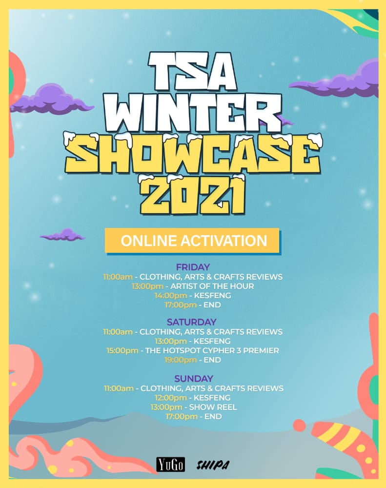 Shipa_Online's tweet photo. Tsa Winter Showcase'21 is going live online this weekend:It features Kingdoms finest streetwear brands,arts and crafts, hip-hop cypher and showreel.
Here's a timeline for streaming the showcase.
Re tlisa Style Bathong!
#Tsawinter #yugols #shipashowcase #staysafestayhome https://t.co/PxZwM9p5FT
