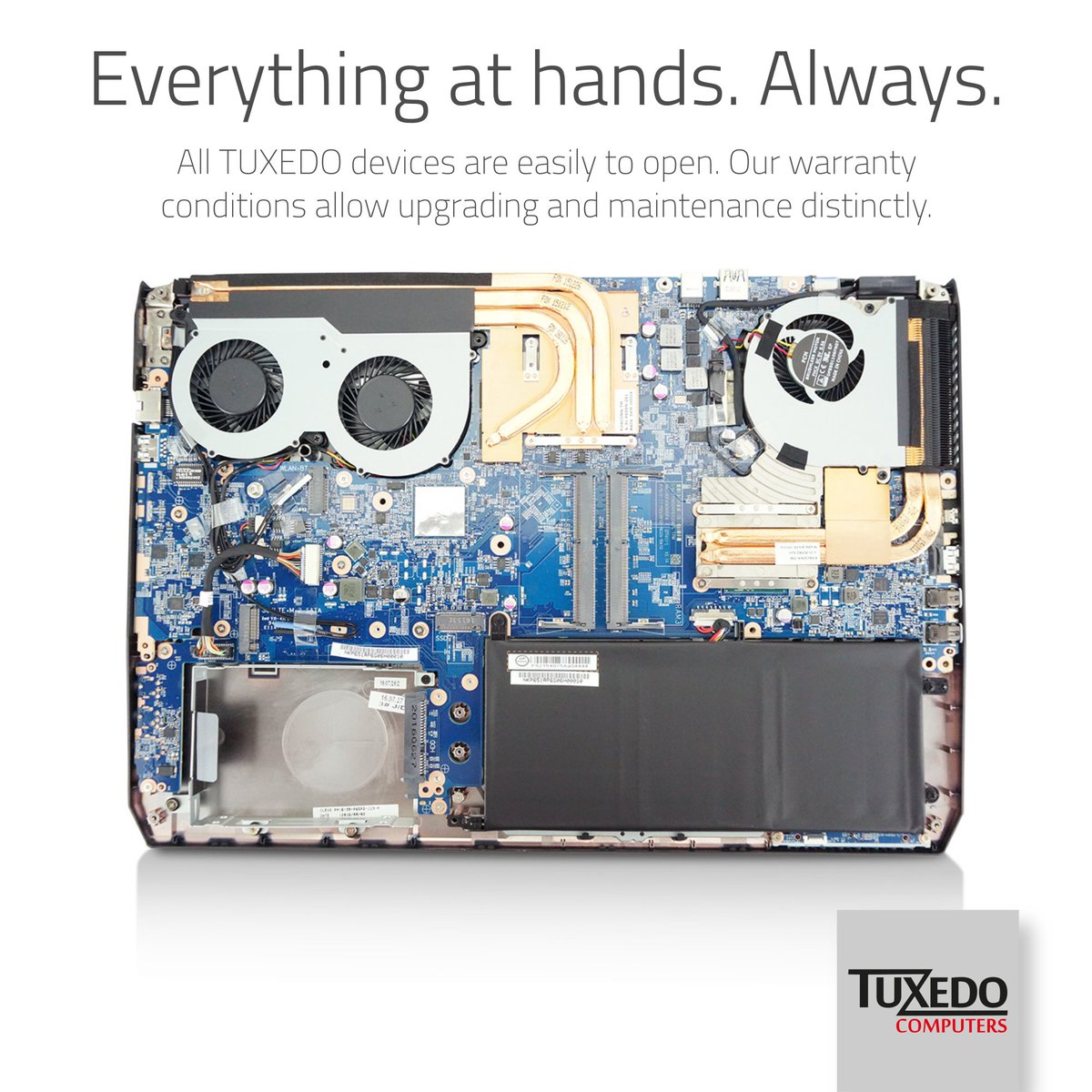 TUXEDOComputers's tweet image. Open TUXEDO devices yourself? Yes, this is allowed and does not affect our warranty conditions!