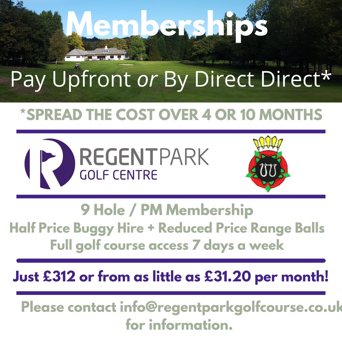 Great deals on 9-hole/Afternoon Memberships! Join from August 2021 - 31st March 2022 and get members' rates on Buggies and half-price Range Balls, plus much more! Pay upfront or spread the cost over 4 or 10 months. Please contact info@regentparkgolfcourse.co.uk for more info.