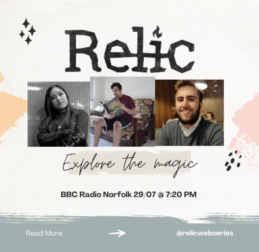 relicwebseries's tweet photo. Catch up with us tonight on @BBCNorfolk’s The Social! At 7:20 we’ll be chatting all things Relic on air with Kitty Perrin 📻✨link to where you can tune in online in our bio! https://t.co/sxTcpakOC6