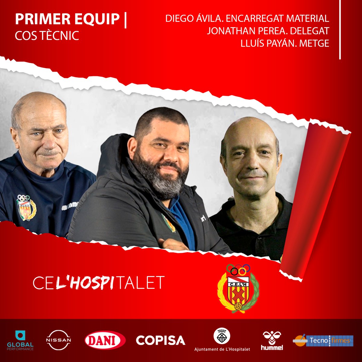 👥(2/3) Seguim presentant-vos el cos tècnic del primer equip que acompanya Cristian García.

🎽Diego Ávila (renovat)
👮Jonathan Perea <a href="/JoniPerea/">Joni Perea</a> (renovat)
🩺Lluís Payán (renovat)

#PosatlaFranja♦️ #CELH2122