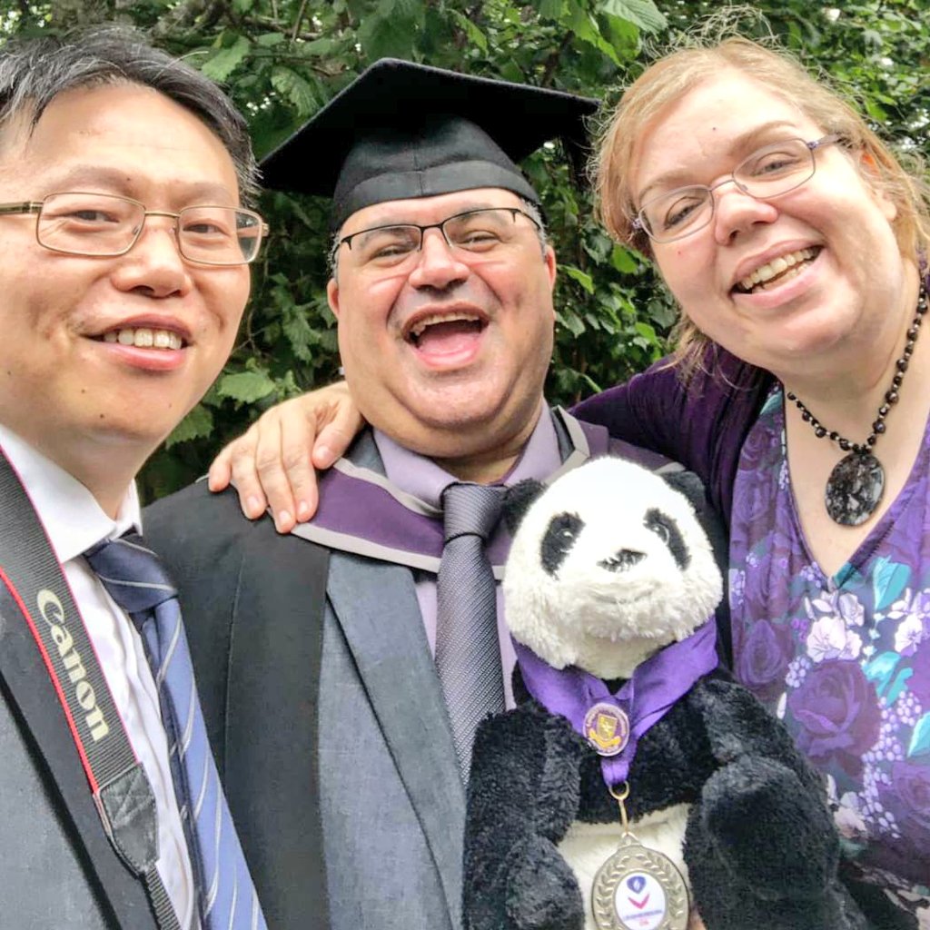 World4Panda's tweet photo. An excellent "delayed day"!
🐼 got another graduation, motivating smiles 😊, a resilient bystander, a supporter of sleepless nights throughout these years. 
🐼 is also a reminder symbol of our threatened 🌍. 
Challenges prevail...yet surrounded by awesome friends&amp;folks
#LboroGrad https://t.co/LAKovPVD4t