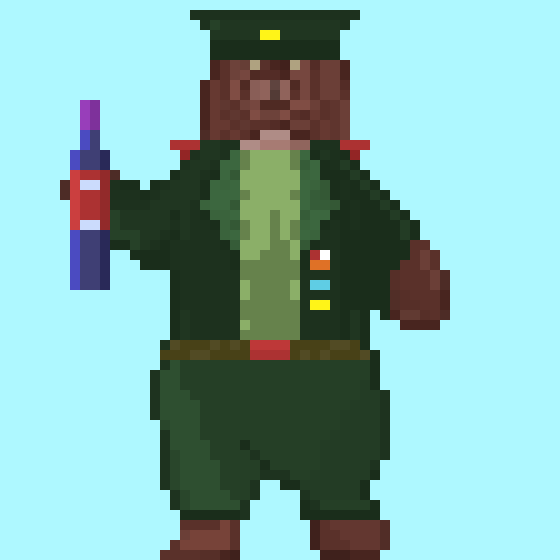 Comrades, would like to introduce another of our bears
Name: Leonid K.
Occupation: lawyer
Story: Leonid served in infantry forces during the conflict. Solved a lot of soldier supply problems.
#NFT #nftart #NFTCommunity #NFTcollection  #NFTs  #NFTcollectibles  #NFTcomunity