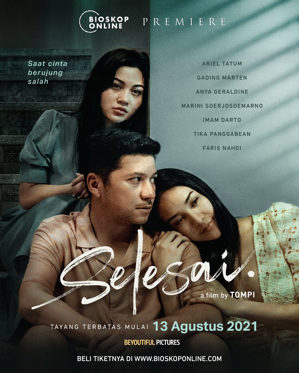 BioskoponlineID's tweet photo. #SaatCintaBerujungSalah menjadi luka dan susah untuk bisa menerima kembali, apa ada kata yang paling tepat selain dari kata ‘Selesai’?

Disutradarai @dr_tompi dengan penulis @imamdarto, film Selesai akan tayang terbatas mulai dari 13 Agustus 2021 di https://t.co/TsSNGheB2a. https://t.co/Am1pMnTOHs