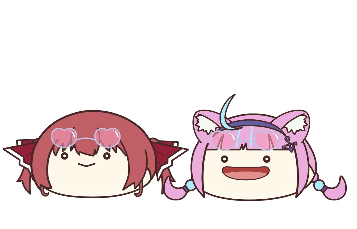 宝鐘マリン ,湊あくあ 「ぱりぴおやこ 」|クソリプピッチングマシンのイラスト