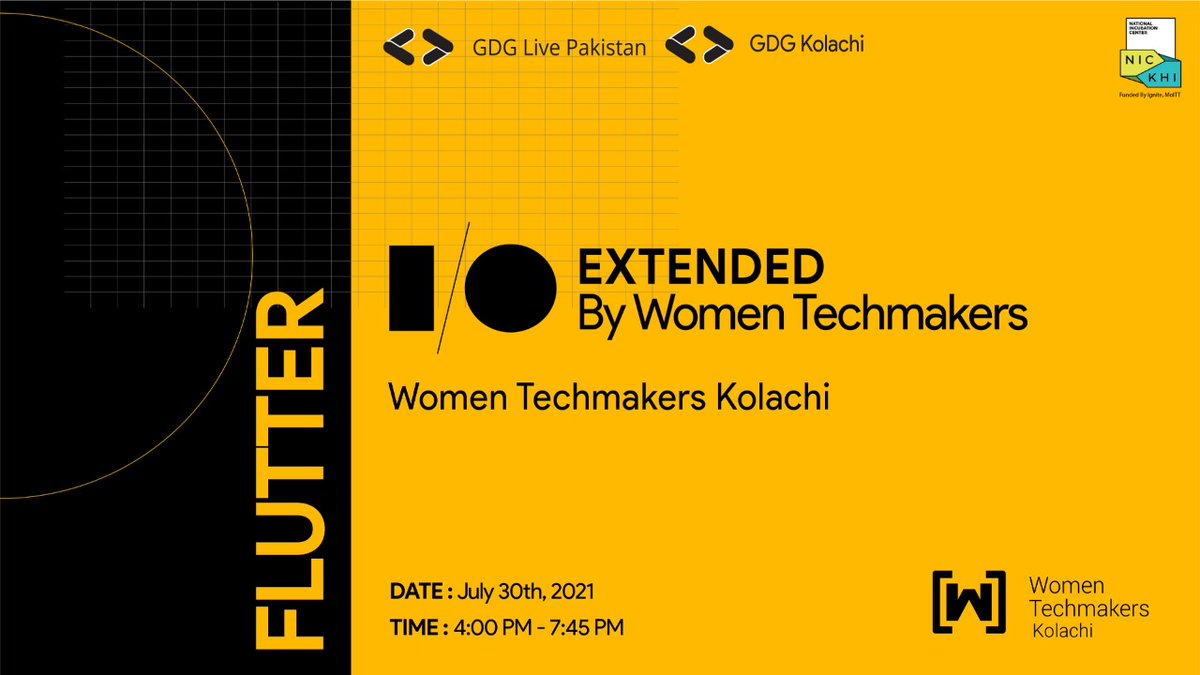 WTMKolachi's tweet photo. Women Techmaker ambassadors are happy to announce the 4 days series of concentrated content, each day focusing on different technologies. 

Join WTM Kolachi on 30th July 21 to learn more about Flutter Technology. 

SIGN UP NOW: https://t.co/hPbBwFFAgo

#Flutter #womentechmakers https://t.co/uZe3r8YwW1