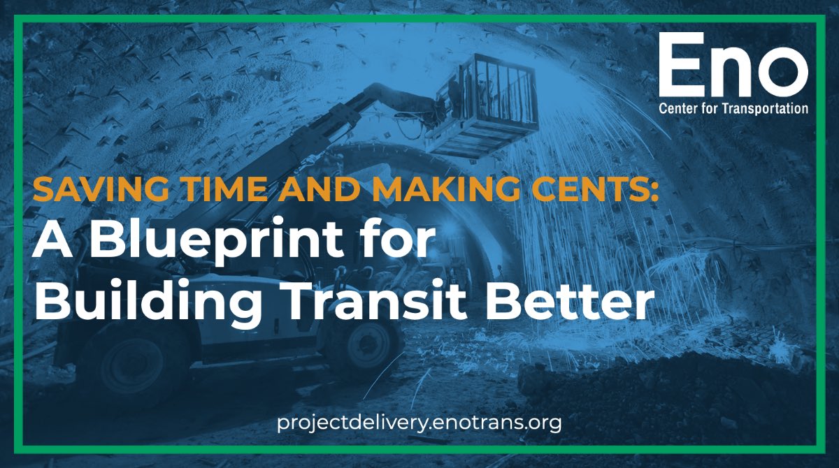 With a major #infrastructure bill in the works, it is imperative to deliver projects better to get more bang for the buck. 

TODAY, <a href="/EnoTrans/">Eno Center for Transportation</a> lays out a blueprint for building transit bettter. Check it out ⬇️⬇️⬇️⬇️⬇️

projectdelivery.enotrans.org