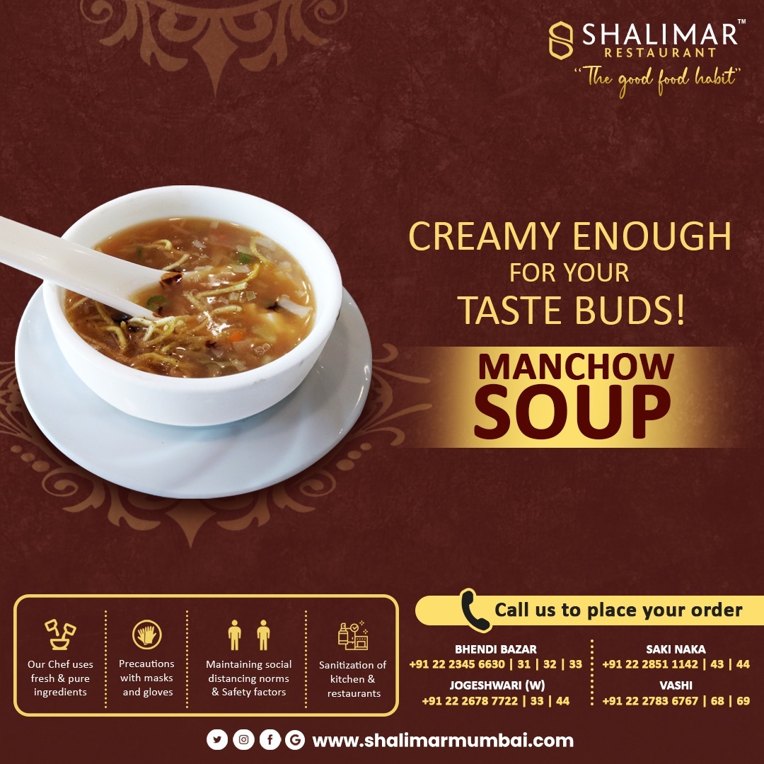 shalimar_1970's tweet photo. Hot Manchow Soup is even more tasty during rainy days creamy enough for your taste buds.
#shalimarrestaurantrant #ShalimarIndia #deliciousfood #ManchowSoup #yummyfood #deliciousdelicacies #mutton #Soup #SoupSeason #muttondishes #meat #yummy #authentic #juicy #mumbai https://t.co/cbFFTJ65Ed