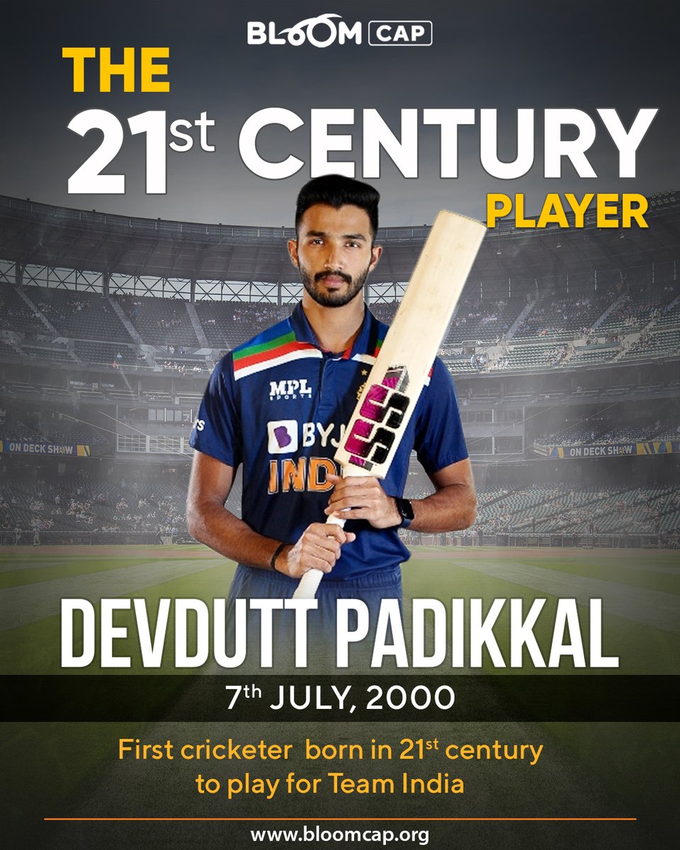bloom_cap's tweet photo. Meet, Devdutt Padikkal, who became the first player born in the 21st Century to play in International Men's Cricket for India.

Polish your skills with our Bloom CAP 21st Century Skills courses.

#DevduttPadikkal #21stCenturyPlayer #IndianCricketer #IPL #TeamIndia #Cricket #India https://t.co/DIcNLc6zvc