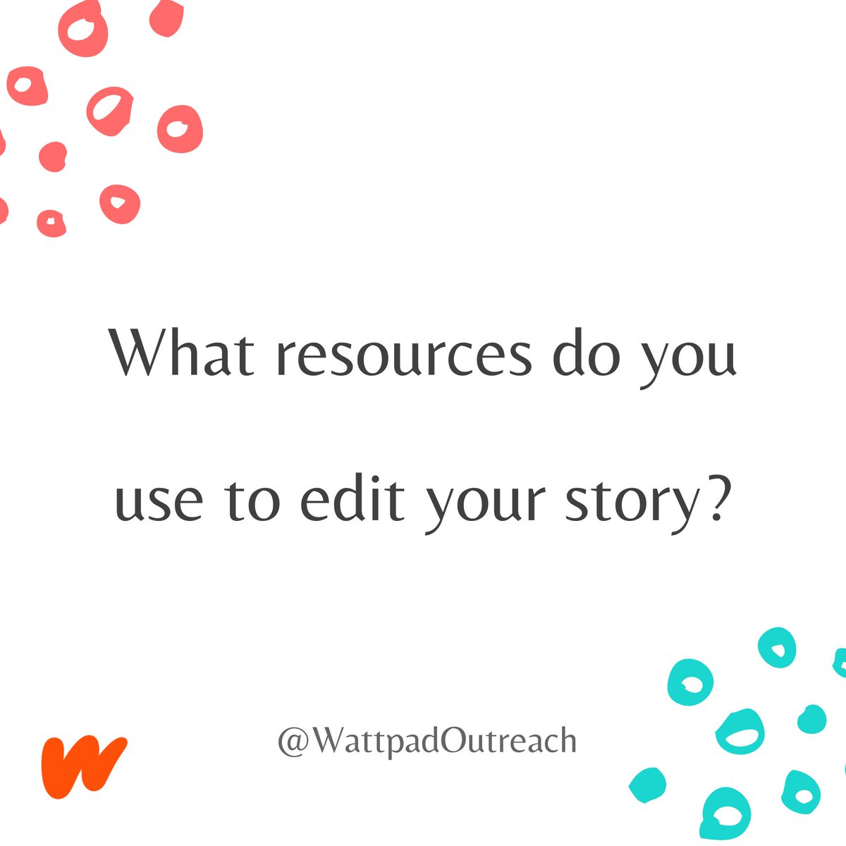 With the Watty's deadline approaching, what resources do you use to edit/proofread your story?
--
#TheWattys2021 #WattpadOutreach #WattpadCommunity
<a href="/wattpad/">Wattpad</a> @WattpadAmbs