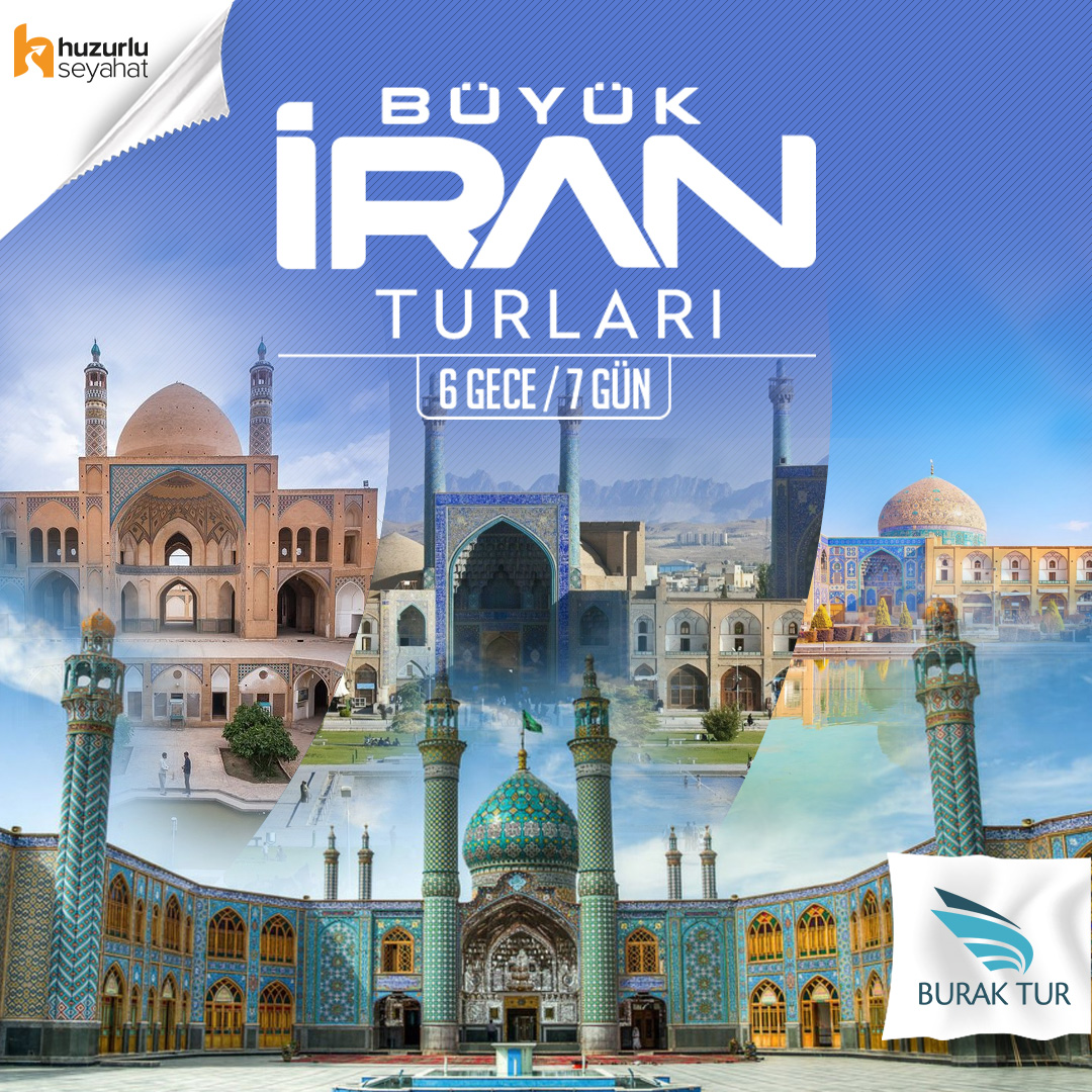 ✈ Büyük İran Turları 🌍
📆 Ağustos, Eylül, Ekim 2021
📌 6 Gece / 7 Gün
🏢 4 yıldızlı otellerde konaklama
🗺 Şiraz – Meşhed –Tus - Nişabur – Şahrud – Tahran – Kum – Kaşhan – İsfahan
🛫 Mahan Air ile
buraktur.com/iran-yurtdisi-…