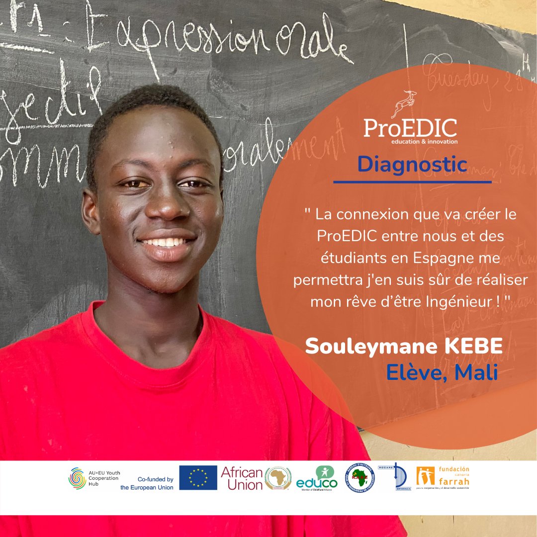 proedic's tweet photo. #Diagnostic #ProEDIC #Témoignage
Souleymane KEBE est un élève en science technologique et industrielle, spécialité génie minière au Lycée Technique de Ségou. Il a 19 ans et est l’ainé de sa famille. https://t.co/OXJgIBRtaq