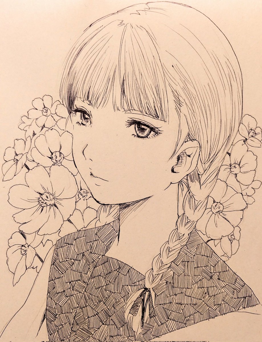 しめ縄のような三つ編み 