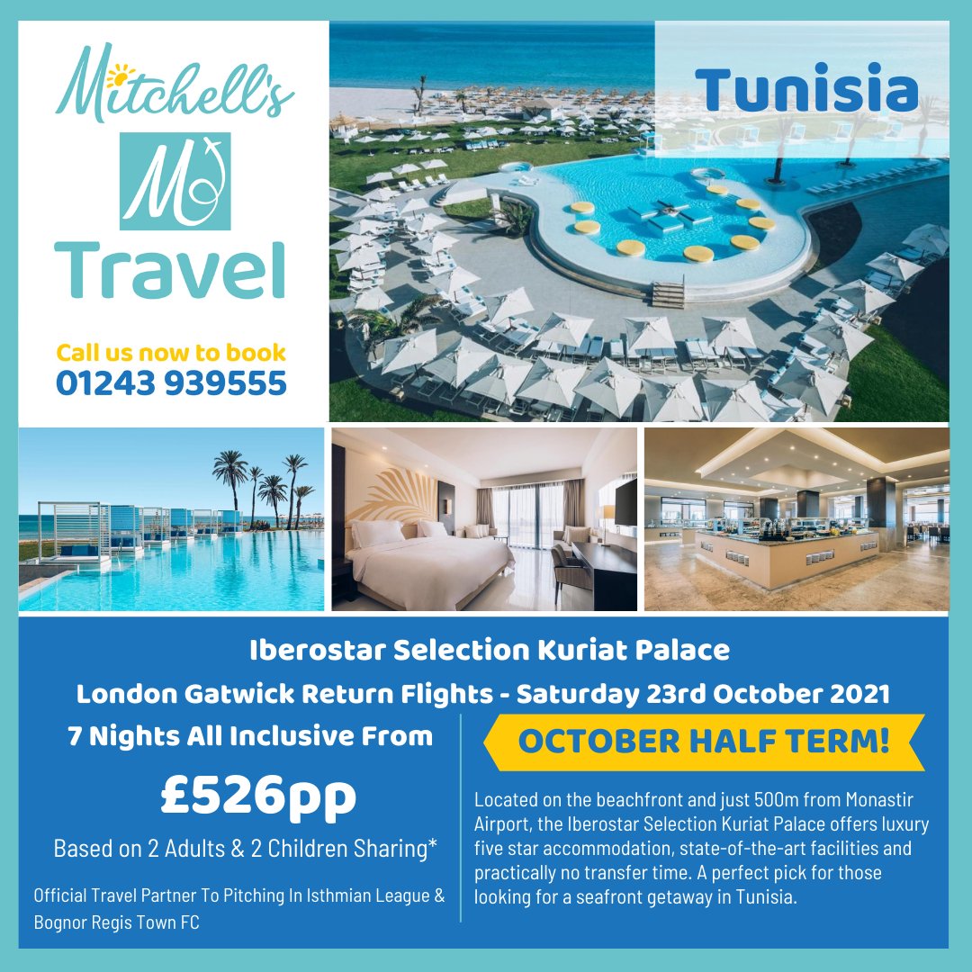gmitchellTC's tweet photo. 💥 Tunisa💥
📅 7 Nights
💷 £526pp
🌟Call Mitchell’s Travel Today To Book Your Next Holiday
☎️01243939555
⚽️Official Travel Partner To @IsthmianLeague &amp; @rocks1883 
#holiday #tunisia https://t.co/vM2N23DTgZ