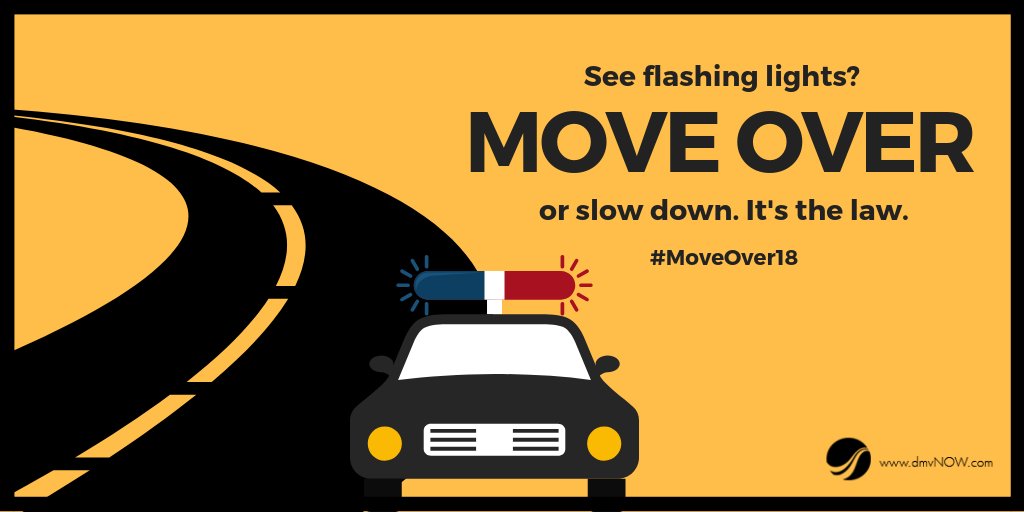 VirginiaDMV's tweet image. See flashing lights ahead? Slow down and #MoveOver. It’s the law. #MoveOverVA