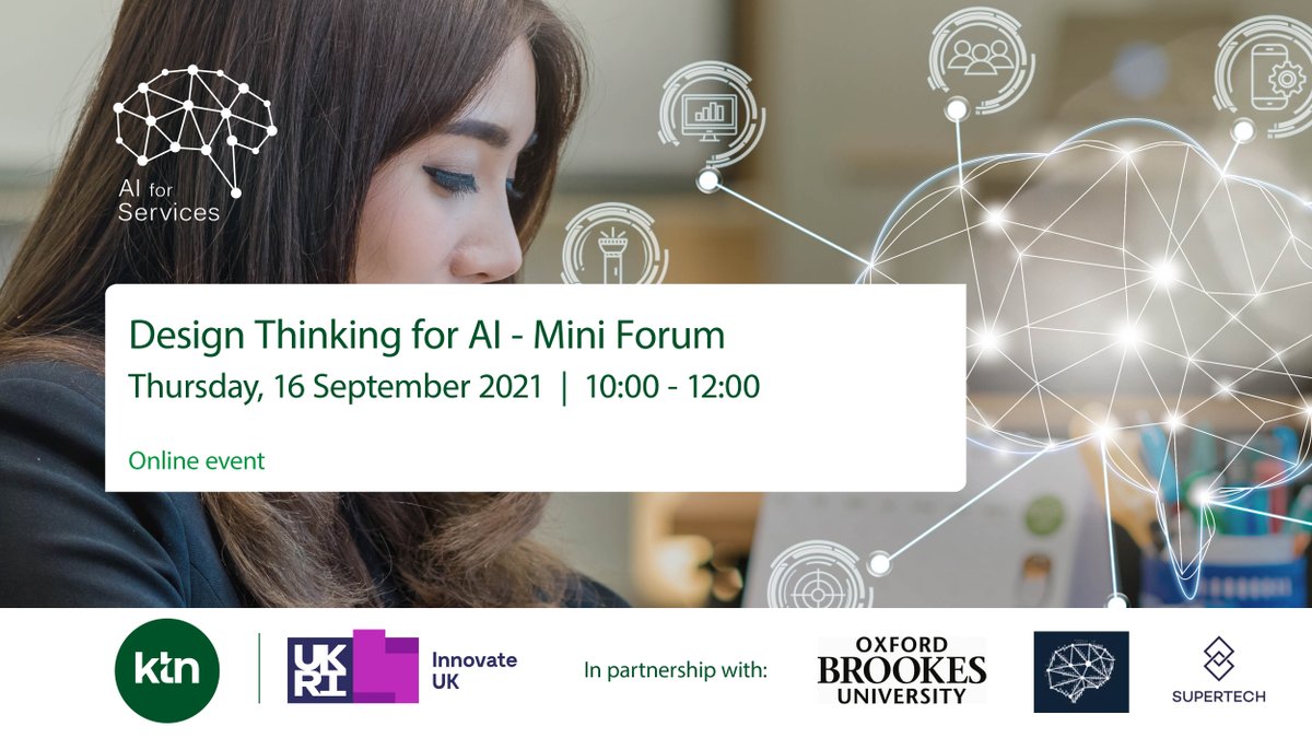AIForServices's tweet image. 📢 New event!
 
Join us on 16 Sept for our online Design Thinking for AI-Mini Forum to discover the benefits of applying design thinking when developing #AI solutions for the #accountancy &amp;amp; #legal sectors. With @oxford_brookes @NextGenPSF @supertech_wm 

👉ow.ly/exXg50FGclc