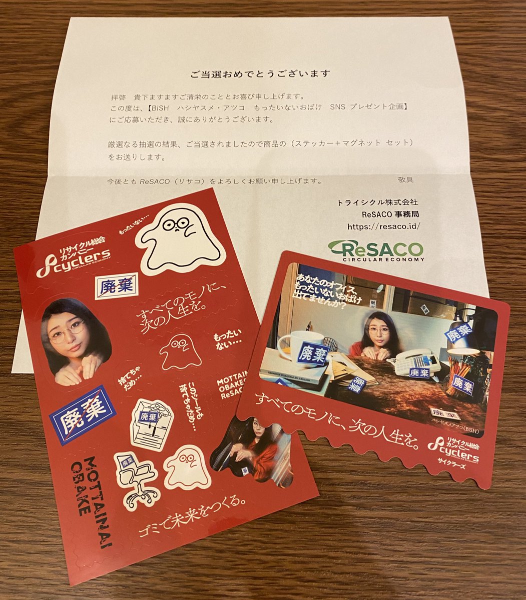 美人のもったいないおばけさんが届きました！わーい👓
トライシクル株式会社さま、ありがとうございました〜。
 #ReSACO不用品回収