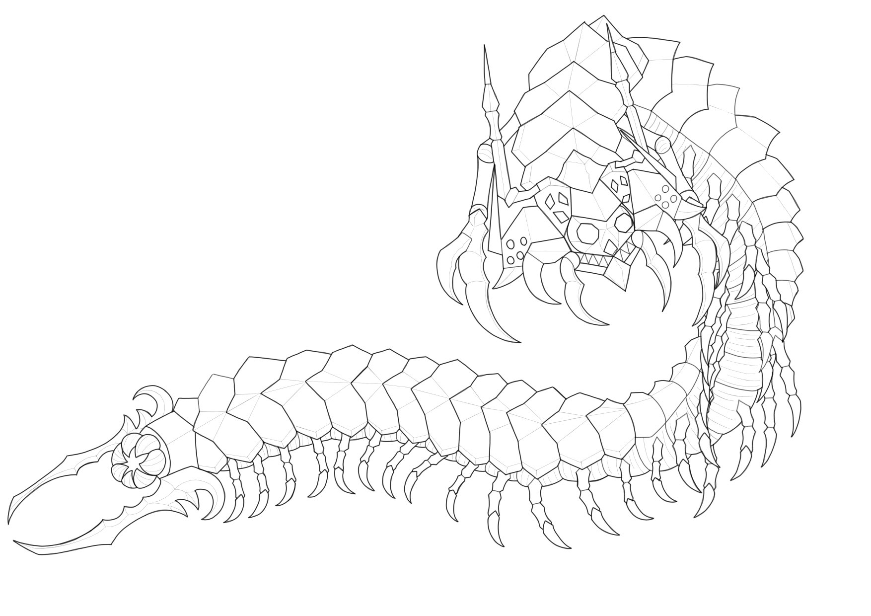 تويتر Dupk على تويتر オリジナル モンスター 闇属性のムカデ型モンスターを描きました 妖怪の大百足をベースに死神を合わせたデザインにしました T Co Micj1ykted