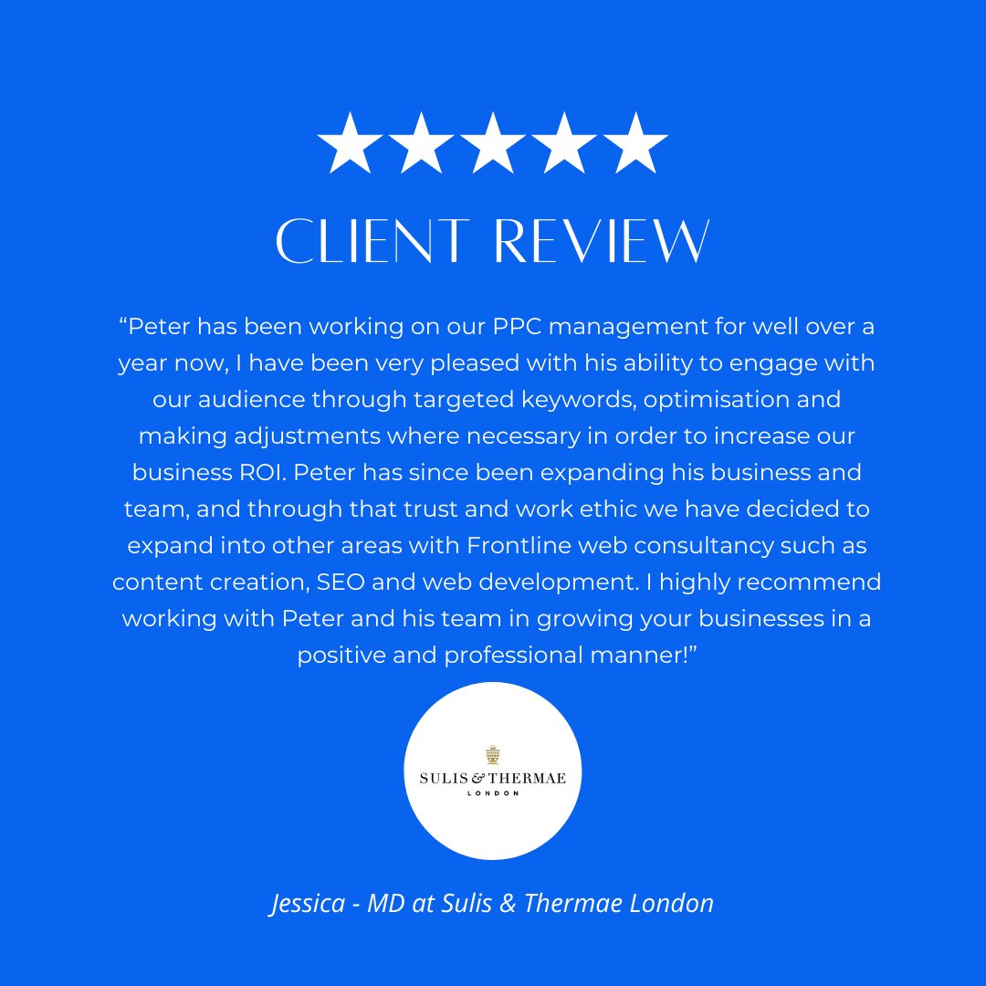 FrontlineWeb01's tweet photo. Thank you Jessica (at Sulis &amp; Thermae - London ) for the review! 😀

#HappyClients #YEGbusiness #YEGdigitalmarketing #YEGdigital #FrontlineConsulting https://t.co/v1z9TUeVpJ