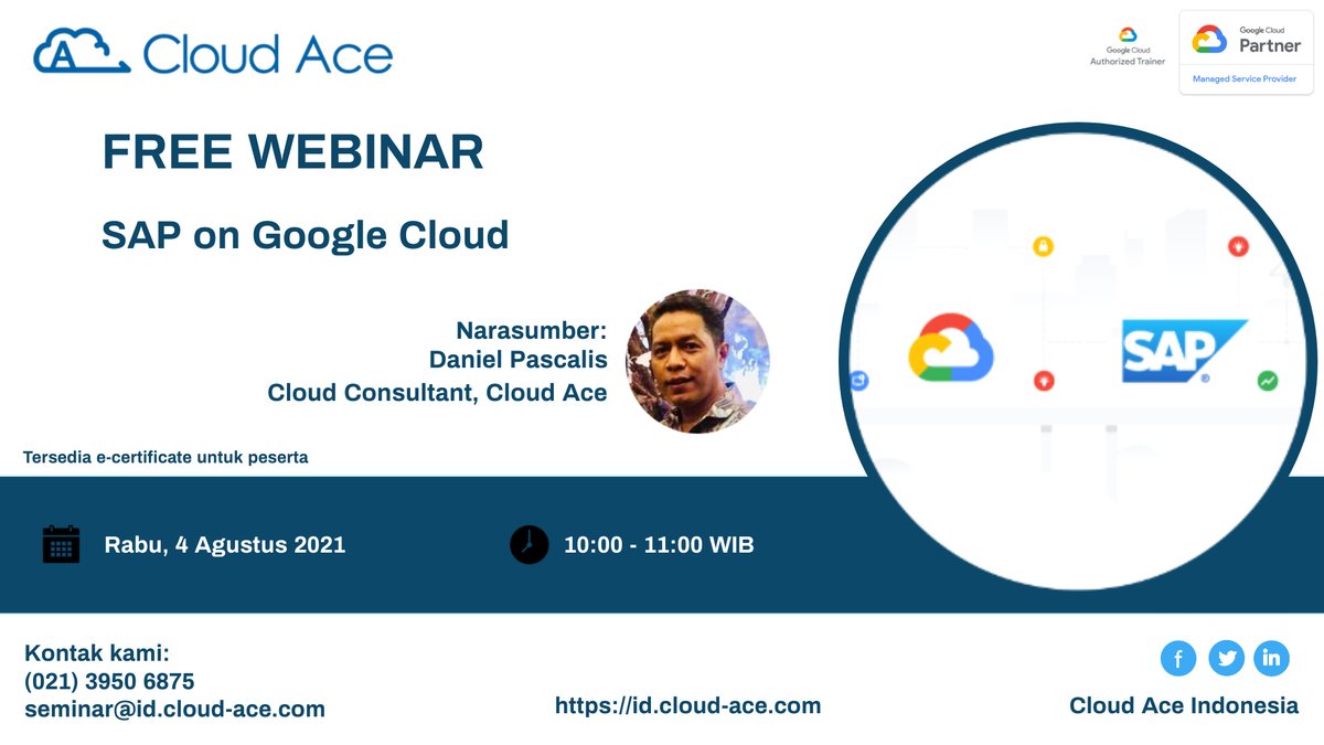 CloudAceId's tweet photo. Tertarik utk mempelajari transformasi #SAP di #GoogleCloud? #ArchitectingSAP atau studi kasus tentang SAP di Google Cloud? Webinar dari Cloud Ace akan memberikan penjelasan tentang topik-topik tersebut.

Daftar di >> https://t.co/Fm5jgbrrrC https://t.co/VVH4TF8O2u