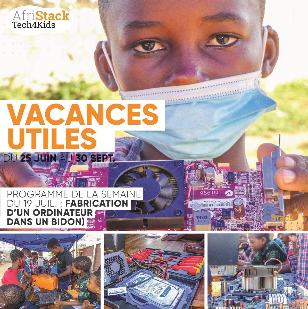afristack's tweet image. #AfriStack #Tech4Kids - USEFUL HOLIDAYS
After receiving some notions in computer sciences, the young learners of the Tech4kids program will have to make a computer in a can.
#Education #team228 #TgTech #InnovTogo #stem #iot #AI #electronique #robotique