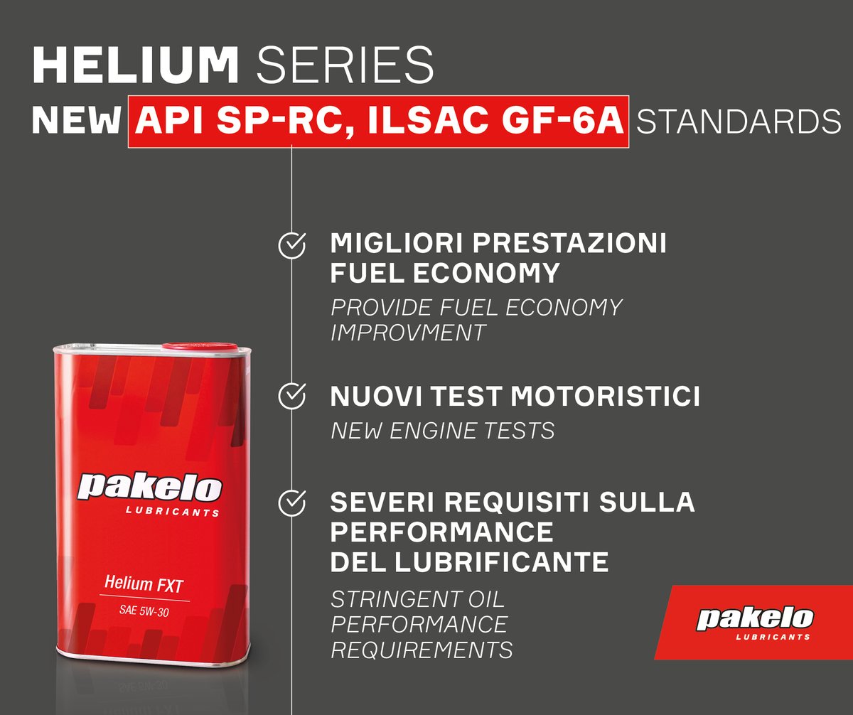Pakelo Helium #EngineOils cover new specs API SP-RC and #ILSAC GF-6A. Get in touch for more information.